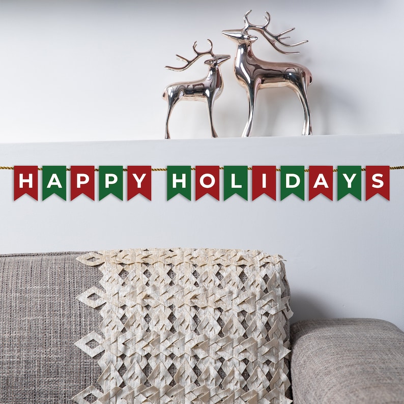 Happy Holidays Banner Printable Banner Party Favors Digital Banner Happy Holidays Banner Printable Banner Party Favors Digital Banner
