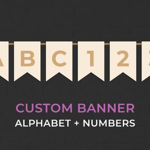 Bannière à suspendre personnalisée, alphabet complet et chiffres, bannière imprimable, fête, cadeaux, bannière numérique, ivoire