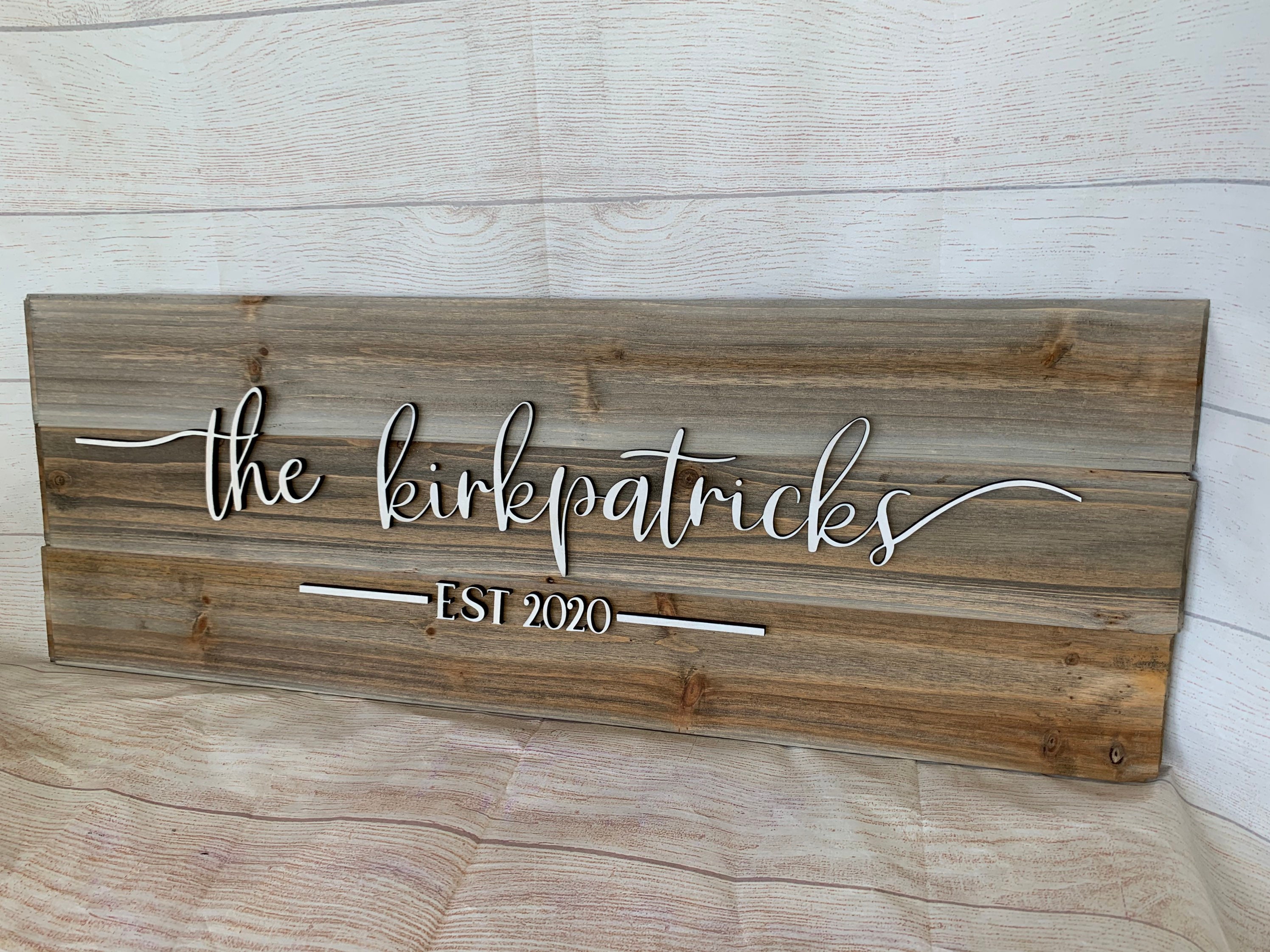 Reclaimed Wood Last Name Established Sign Etsy