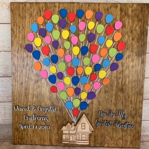 Up House With Balloons Wedding Guest Book Alternative Custom Etsy