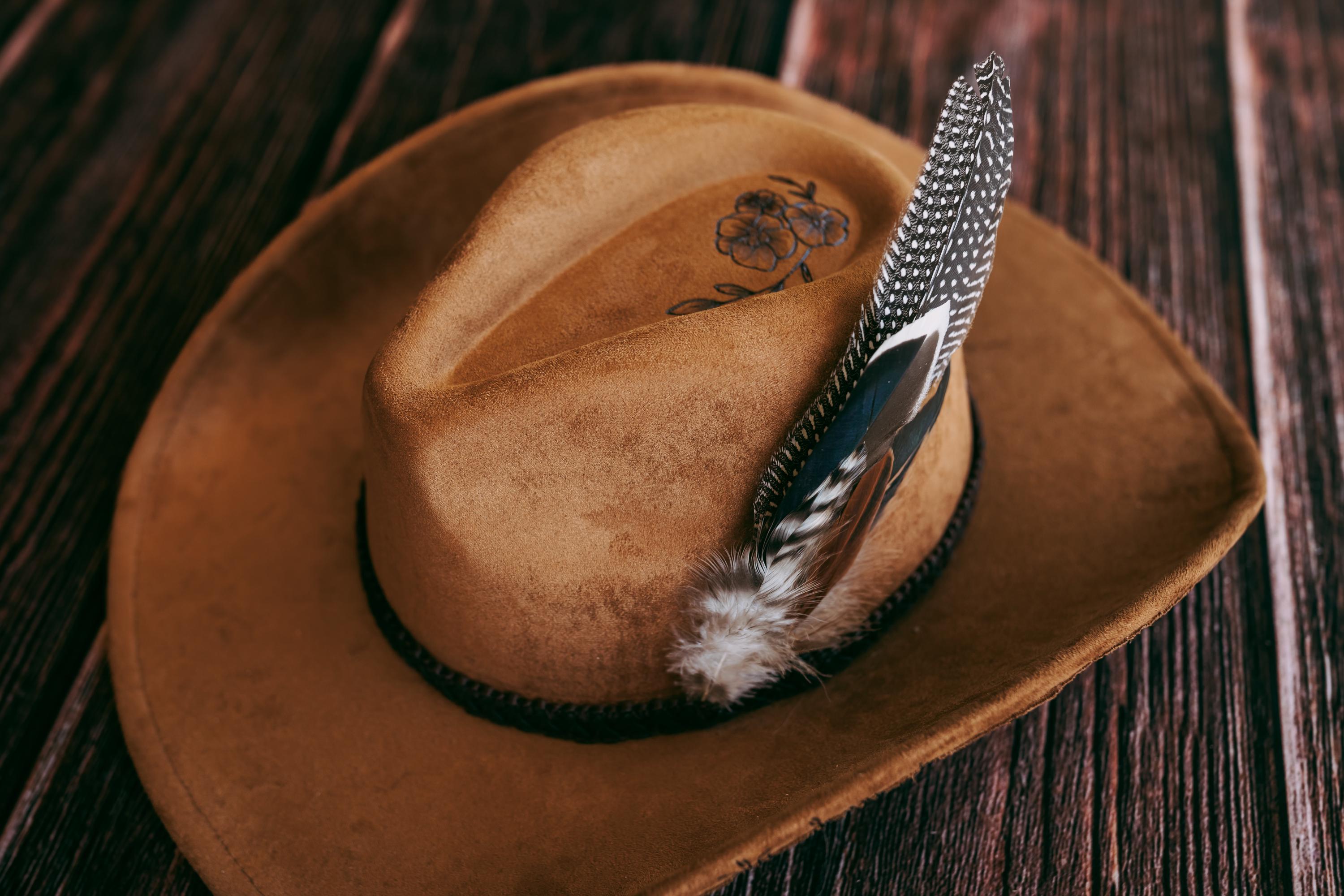 Handmade Feathered Cowboy Hat ??? Hand Crafted Cowboy Hat Feather Bundle - Etsy main image 3
