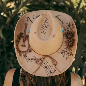 Cream Burned Cowgirl Hat - Etsy display picture 3