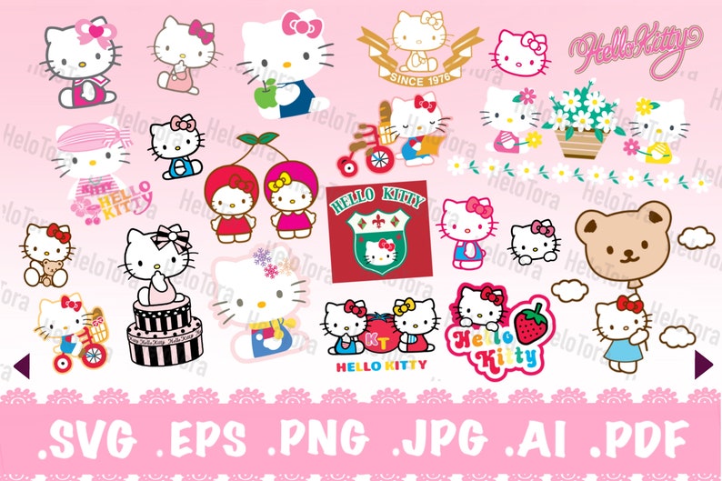 Hello Kitty SVG Bundle Cricut VectorCut FilesClipart | Etsy