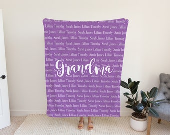 Personalized Grandmother Blanket- Mother's Day Gift for Gigi - Personalized Gift for Mom - Grandma Gift Blanket - Family Blanket with Names