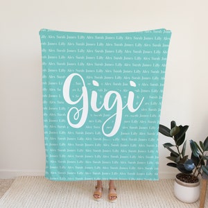 Personalized Grandmother Blanket- Mother&#39;s Day Gift for Gigi - Personalized Gift for Mom - Grandma Gift Blanket - Family Blanket with Names