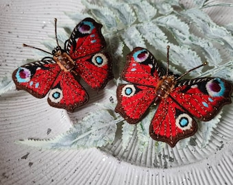 Hot red Red Butterfly Brooch with Bendable Wings, Valentine day Pin for Girlfriend, Mother Birthday