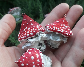 Set of 3 Mushrooms Miniature, Christmas Ornament Set, Woodland Wedding Favors