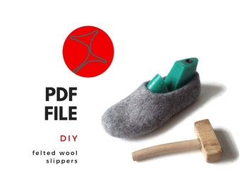 Felted wool slippers PDF PATTERN, Do it yourself