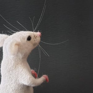White laboratory rat sculpture, Weird gift Realistic animal Art Doll