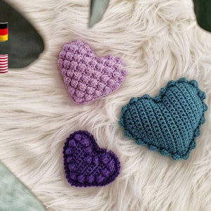 Häkelanleitung Herzchen, Herz, crochet heart, Ringkissen, valentine heart, Valentins Herz, Crochet Pattern (Ger/Eng)