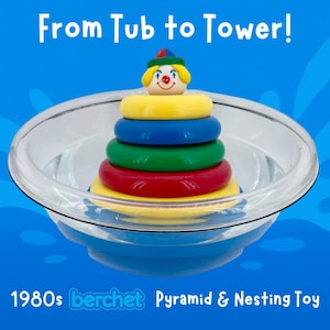 Payaso Pirámide de los 80: Juguete apilable: Juguete vintage para baño y exterior