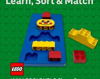 1985 LEGO Duplo SHAPE SORTER / Clown Face Base Plate & Bricks Puzzle – Dual-Side Play Mat 22.5 cm for Toddlers 2y+
