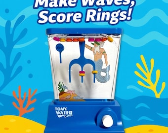 Vintage TOMY Neptuno Water Game: 80's Handheld Ring Toss Toy