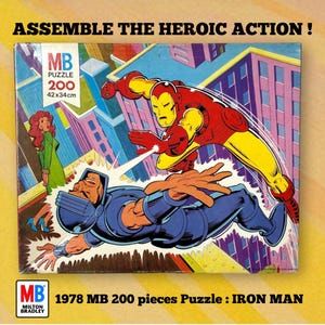 Rompecabezas vintage de Iron Man de 1978 de Milton Bradley (200 piezas)