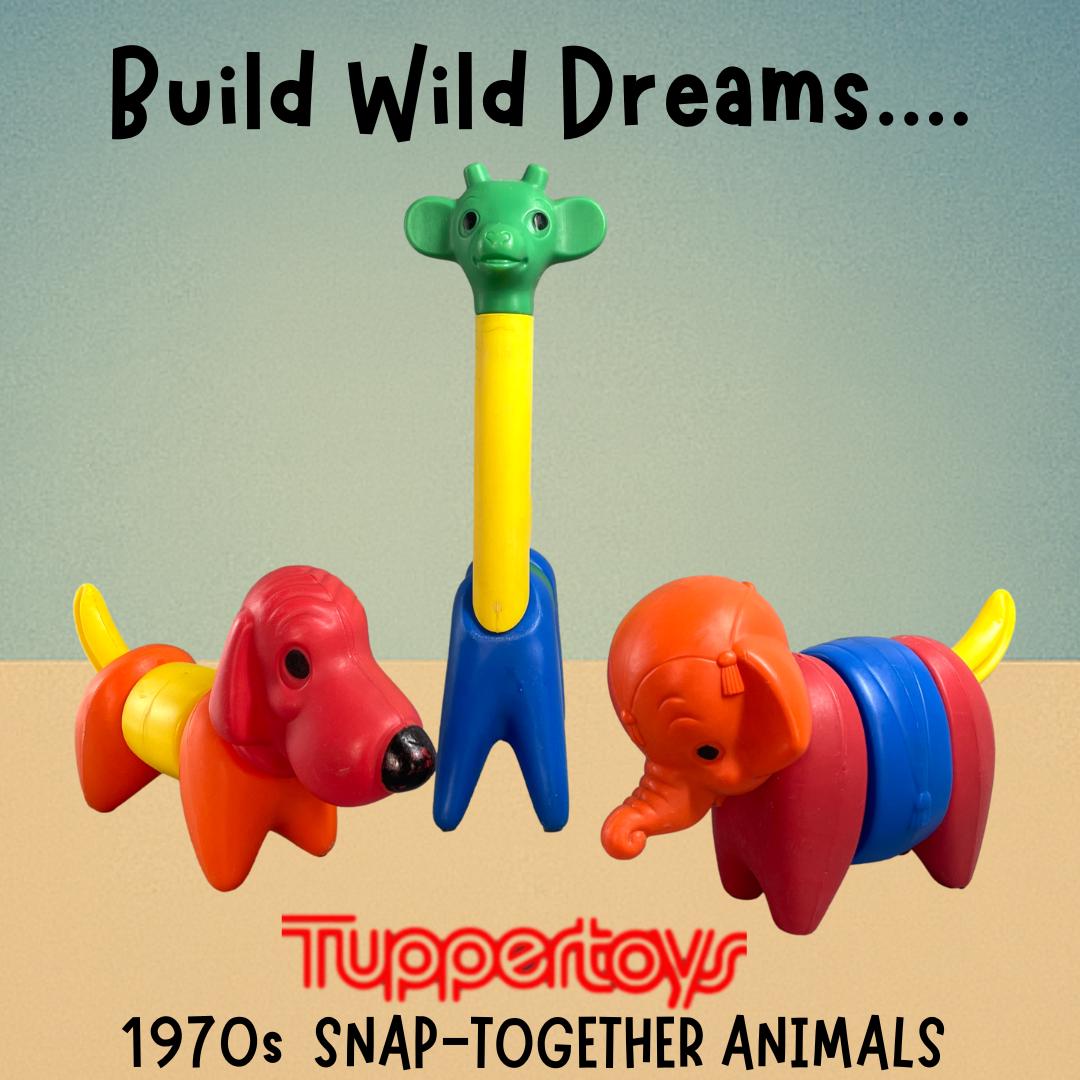 1970s TUPPERTOYS Snap-together Animals • Vintage Build-a-beast Dog