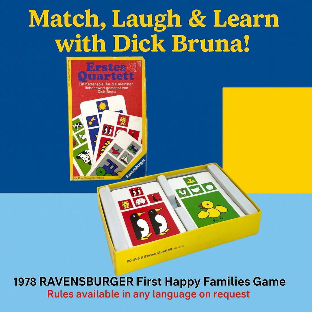 1978 RAVENSBURGER Erstes Quartett – Dick Bruna – 9 Families Card