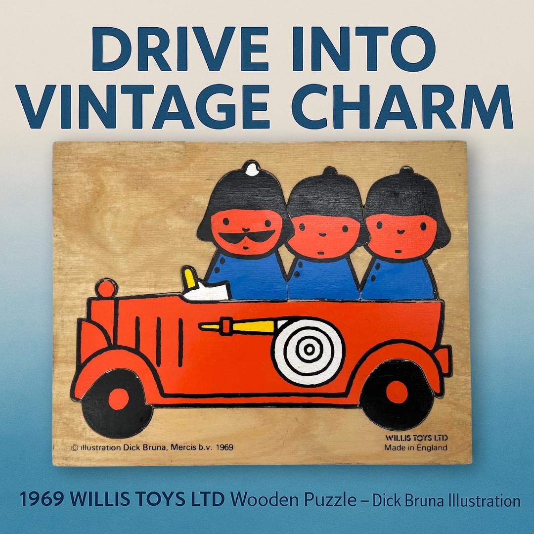 Vintage 1969 Dick Bruna Fire Truck Wooden Puzzle - Etsy
