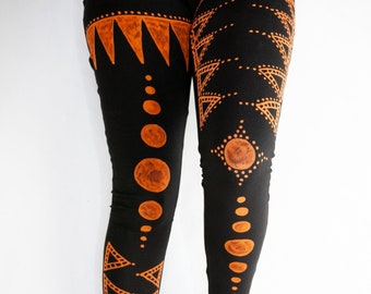 Many Moons. Handmade Leggings. Yoga Meditation Pants Hippy Boho Unusual Festival Christmas Sustainable Slow Fashion. Ladies Womens Gift