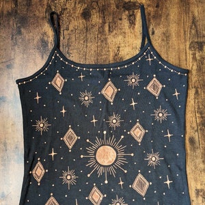 Hand-drawn Celestial Vest. Hippy Yoga Festival Goth Tribal Alternative.