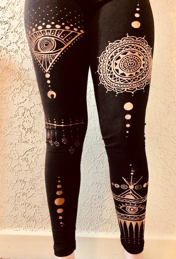 Women's denim wildflower workout, running, yoga tights