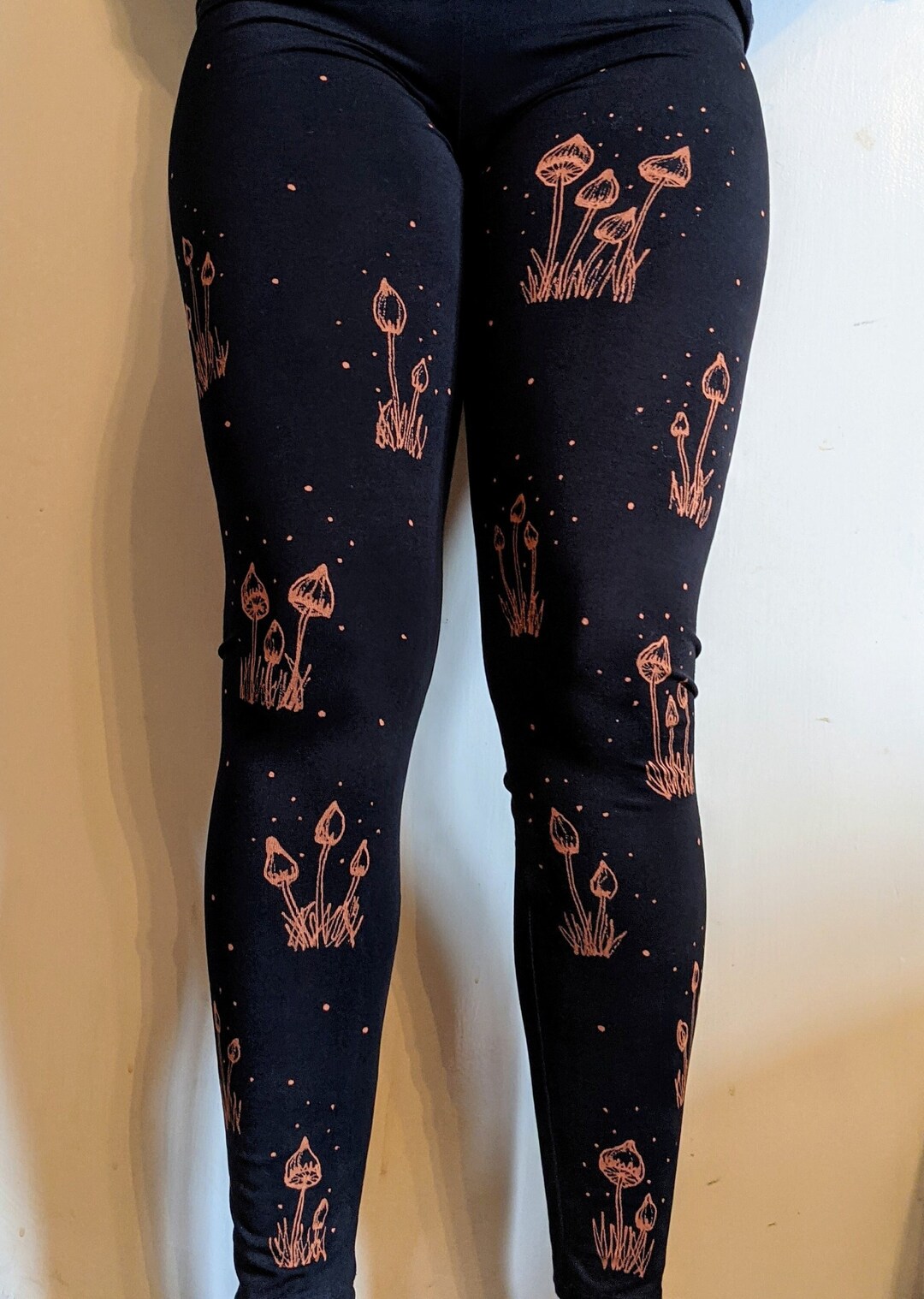 All-Over Print Yoga Leggings Mushrooms Green Mindaro main image 0