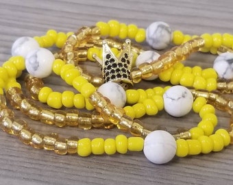 Oshun's Oasis Crystal Empowerment Talisman Necklace | Yellow and White Beads | Charm Necklace