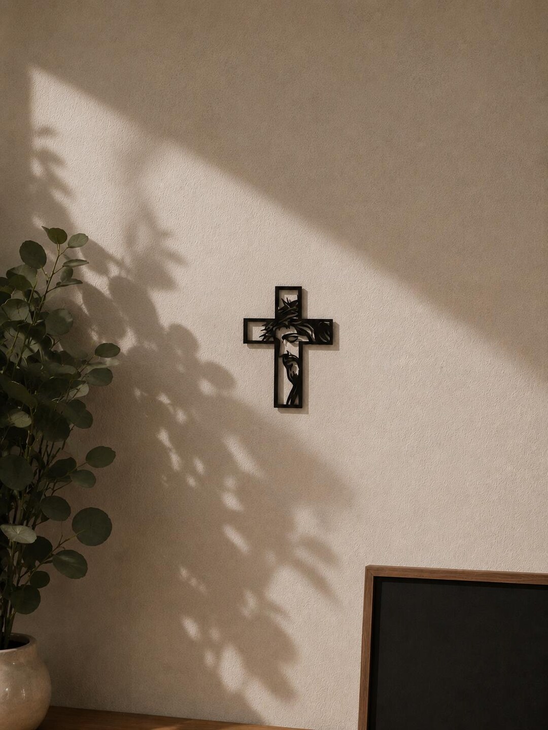 Modern Jesus Cross Wall Art | Minimalist Christian Decor | 3D Printed ...