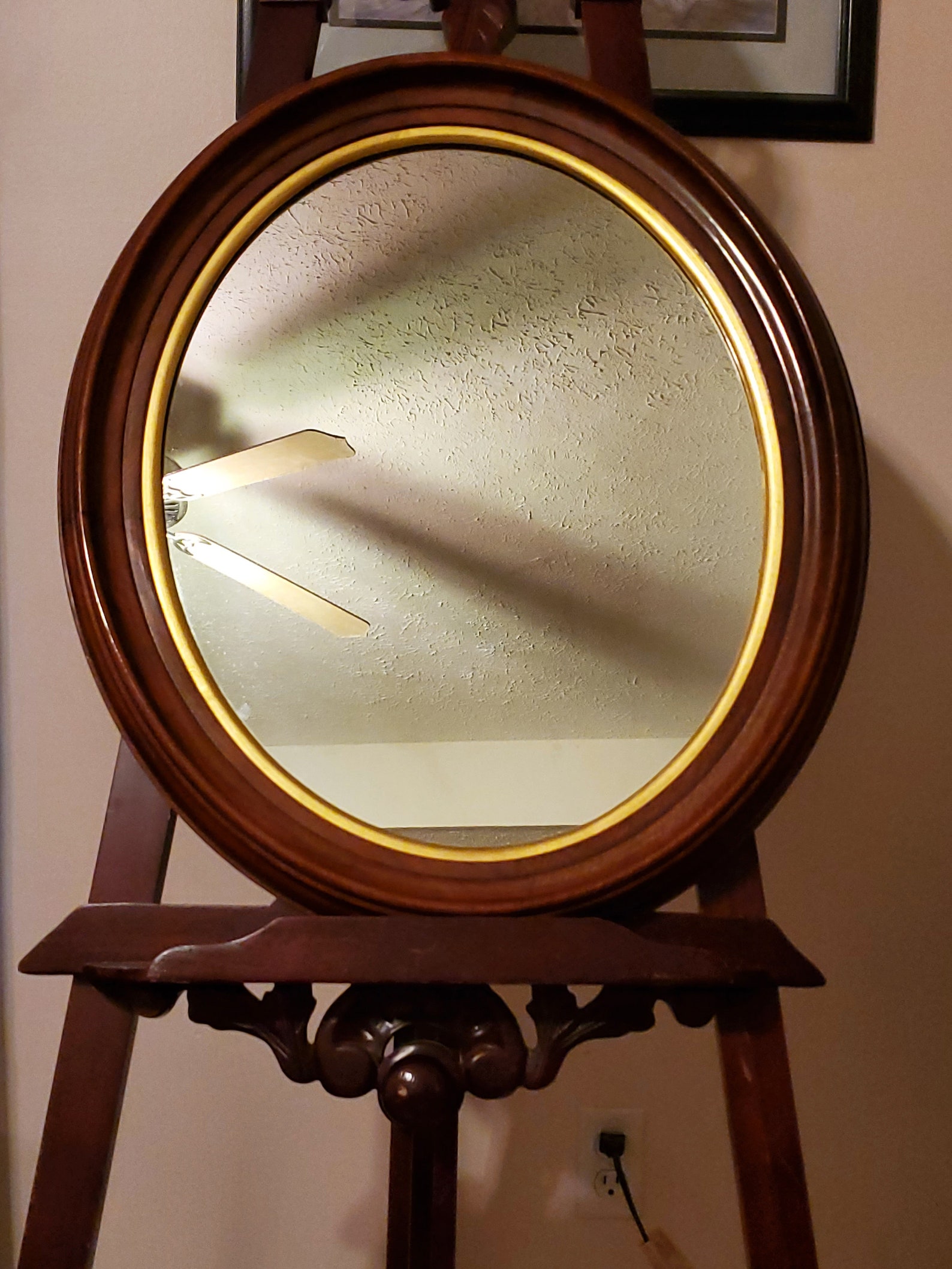 Cherry Wood Gold Trim Mirror Etsy