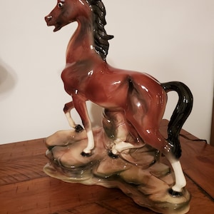 American Western Sculpture Lamp Brown Stallion