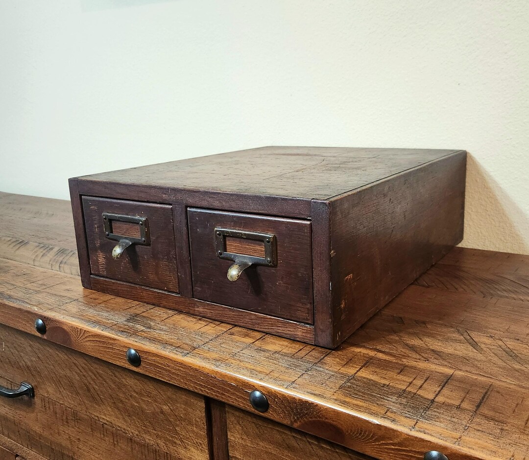 Antique Globe Wernicke Library Card Catalog File Chest of 2 Drawers in
