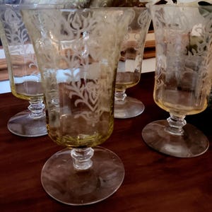 Tulip Shape Stemware by Tiffin from 1800&#39;s, Set of 4