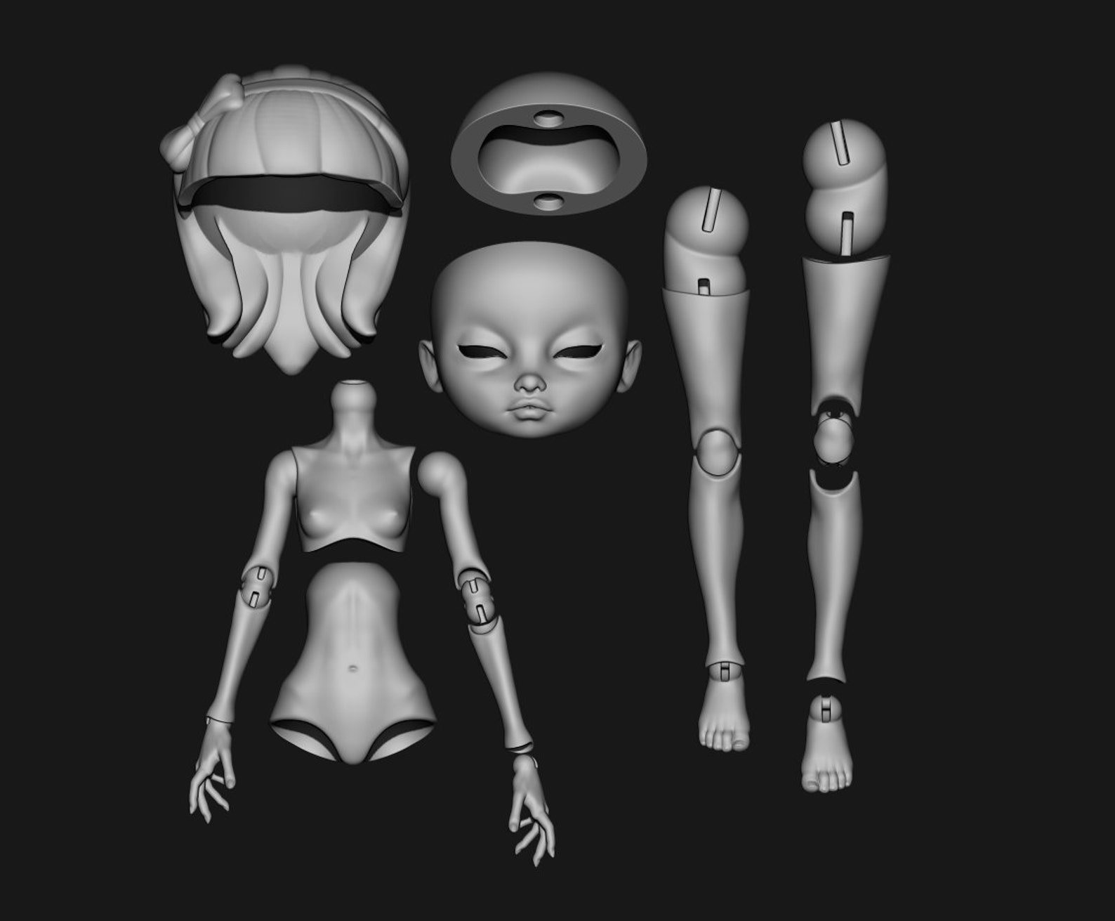 Emilia - 3D BJD Model, Bjd Doll for 3d Printing, Popovy 3d Model, Bjd ...