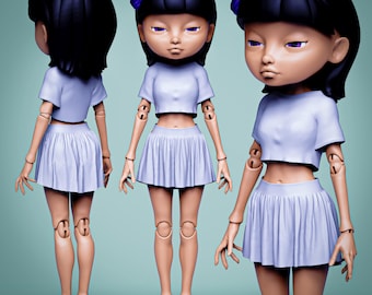 Emilia - 3D BJD model, Bjd doll for 3d printing, popovy 3d model, bjd for printing, ball jointed doll 3d, 3d model bjd doll, stl bjd doll