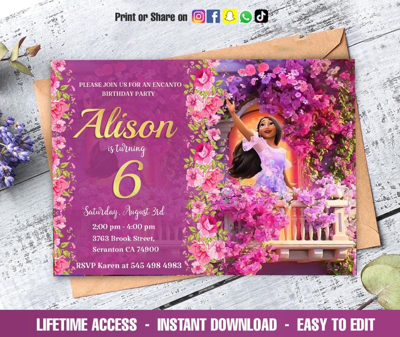 Encanto Birthday Invitation Encanto Invitation Isabella Etsy
