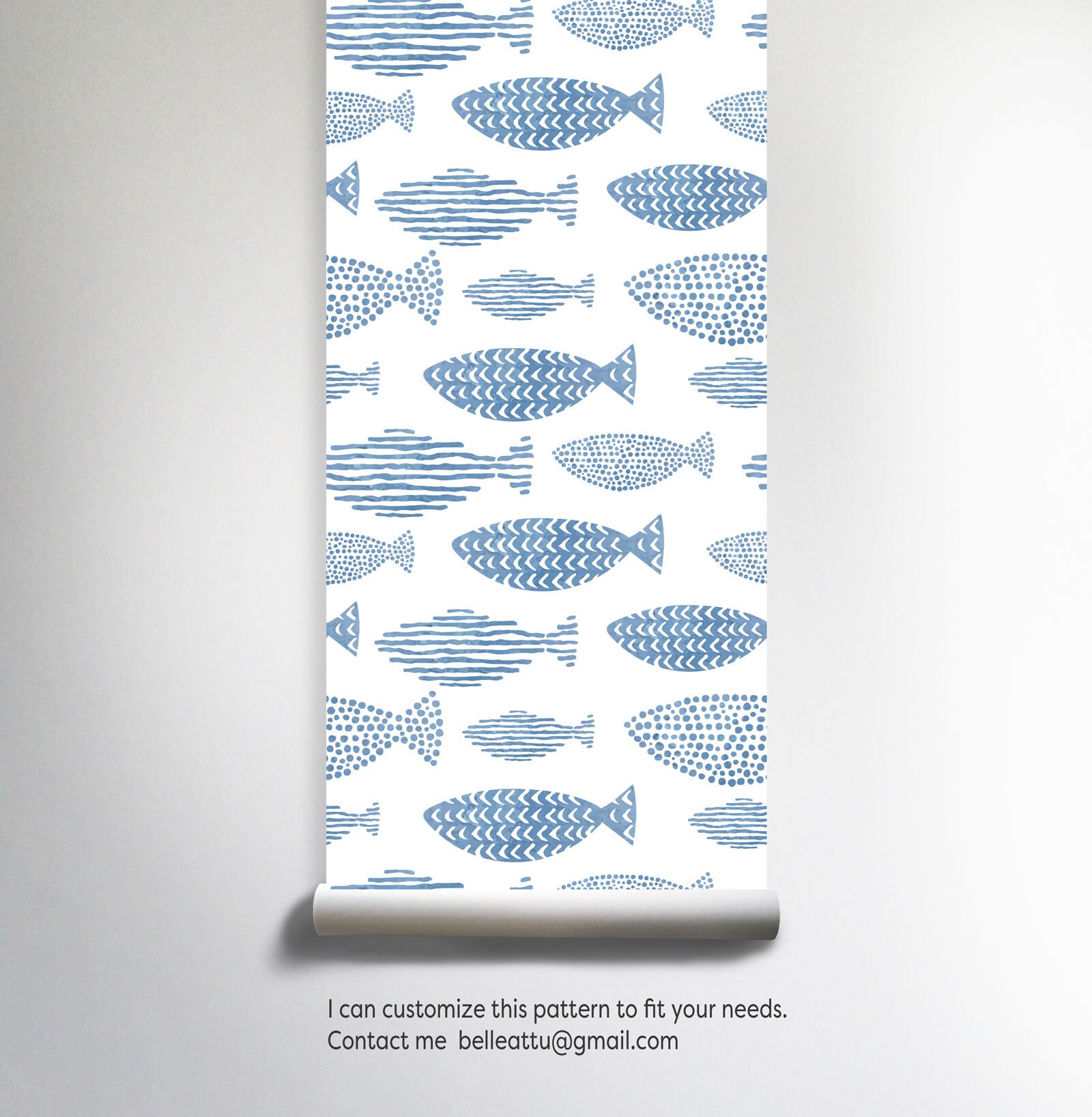 Maritime Pattern Wallpaper Sticker Decal Watercolor Wall Etsy