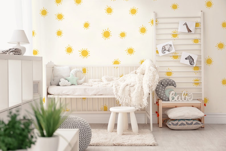 Sunshine Wallpaper Small Pattern Peel and Stick Wallpaper Sunny Sky Wall Decal Boho Nursery Kids Room Wall Art Playroom Decor Kids065 image 2