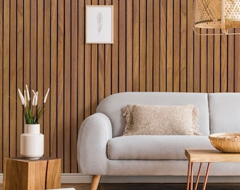 Industrial Wooden Planks Modern Headboard Wall Mural / Peel and Stick Wall Decor / Bedroom and Bathroom Wood Wall /  Loft Wood Wallpaper