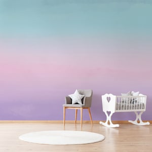 Turquoise Peach Pink Sky Ombre Removable Wallpaper Peel and Stick Wallpaper  Self-Adhesive Wallpaper Decal Wall Art Repositionable Art026