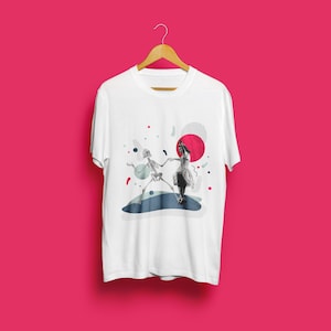 Unisex T-Shirt mit exklusivem Design, originelle Collage aus Retro-Dance-Twist-Ästhetik