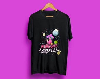 T-shirt from the bizarre and psychedelic series “The Midnight Gospel” with a beautiful and very original design.