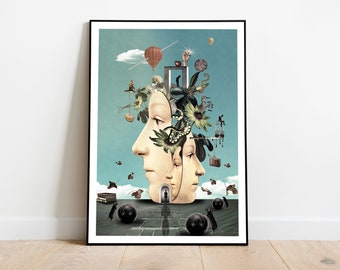 Art print in a surreal style, elaborate, exuberant, original, different to decorate your home.
