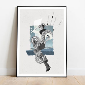 Elegant, striking and harmonious collage made with images from magazines and textures to decorate your home or business.