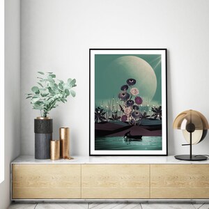 Beautiful sheet with surreal landscape, magical, vibrant, with beautiful colors, perfect to give a magical and original touch to your home. image 3