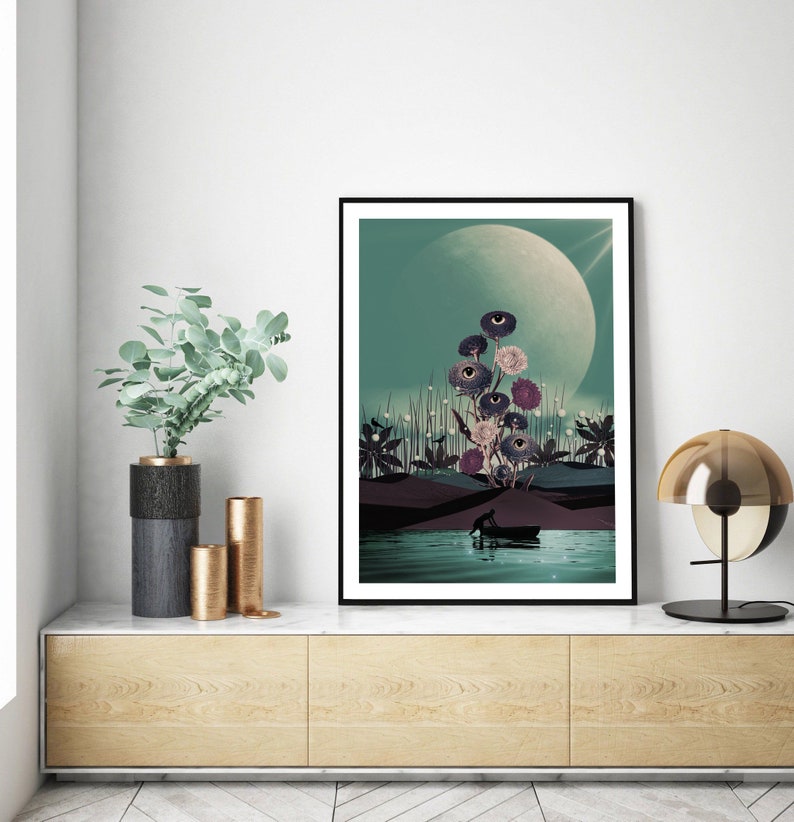 Beautiful sheet with surreal landscape, magical, vibrant, with beautiful colors, perfect to give a magical and original touch to your home. image 3