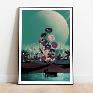 Beautiful sheet with surreal landscape, magical, vibrant, with beautiful colors, perfect to give a magical and original touch to your home.