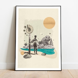 Beautiful sheet to decorate, it is made with an old image of a lifeguard and different old marine illustrations.