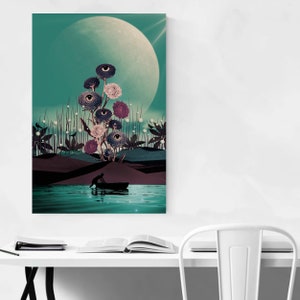 Beautiful sheet with surreal landscape, magical, vibrant, with beautiful colors, perfect to give a magical and original touch to your home. image 5