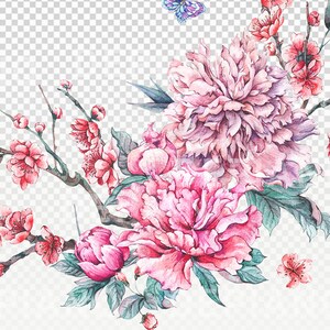 Peonies bouquet png Spring floral clip art Wedding invitations Pink Peonies Clipart