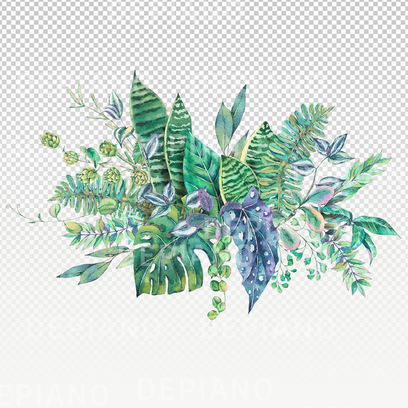 Sage Green Tropical Clip Art Greenery Clipart Green Leaves Etsy Hong Kong