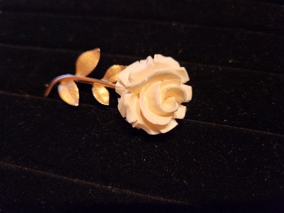 Vintage rose brooch - image 1